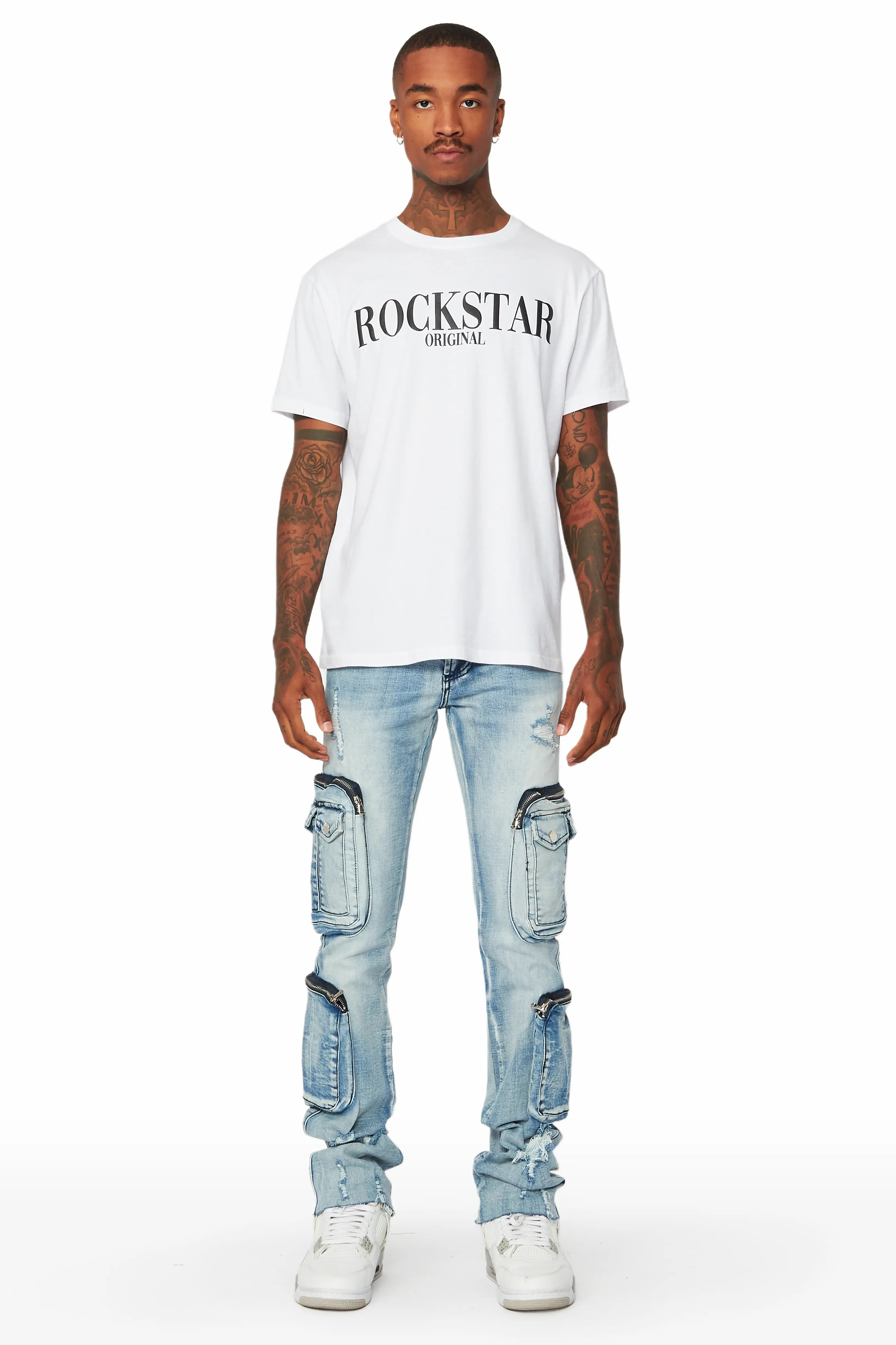 Sutton Blue Stacked Flare Jean