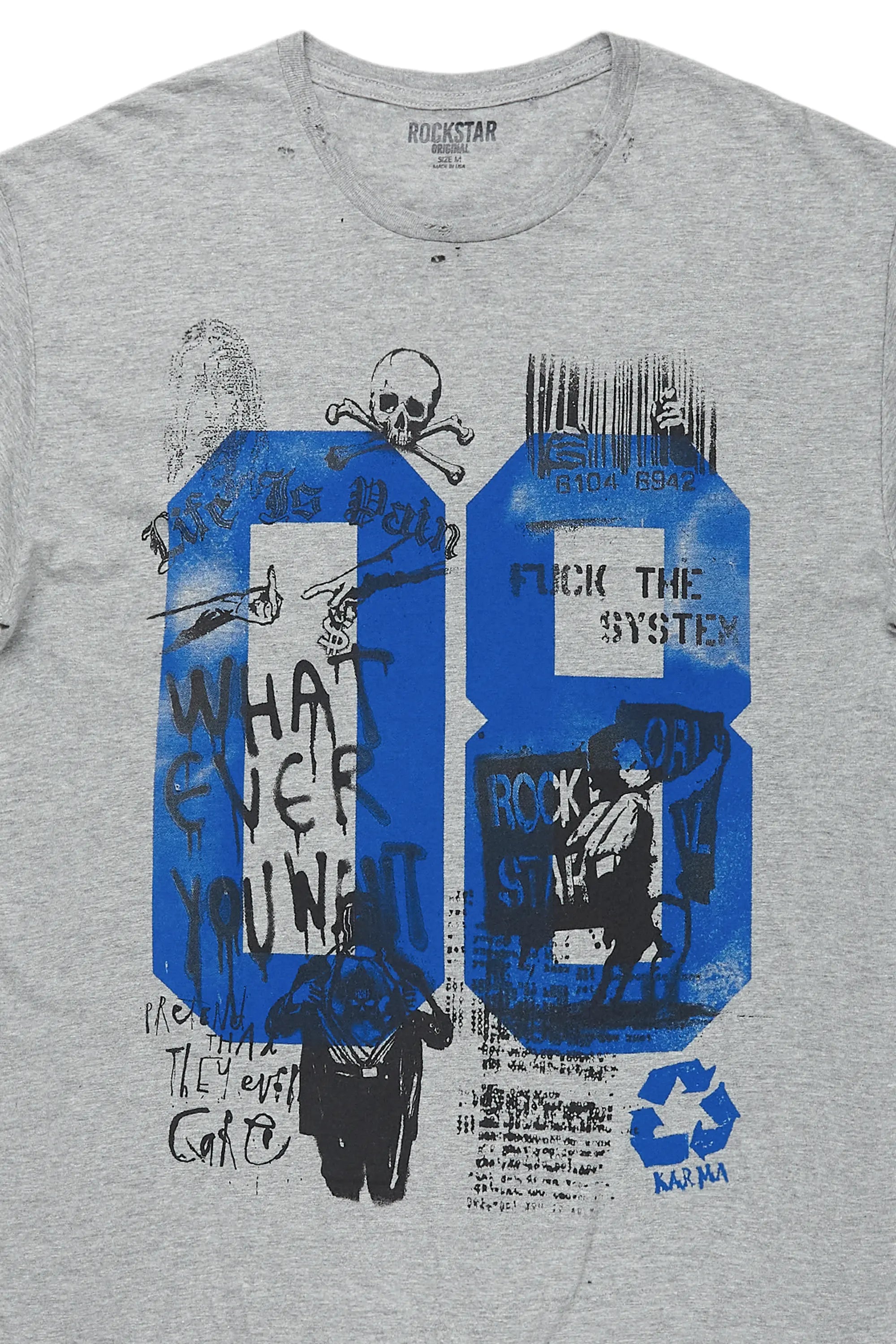 Grill Heather Grey Graphic Oversized T-Shirt