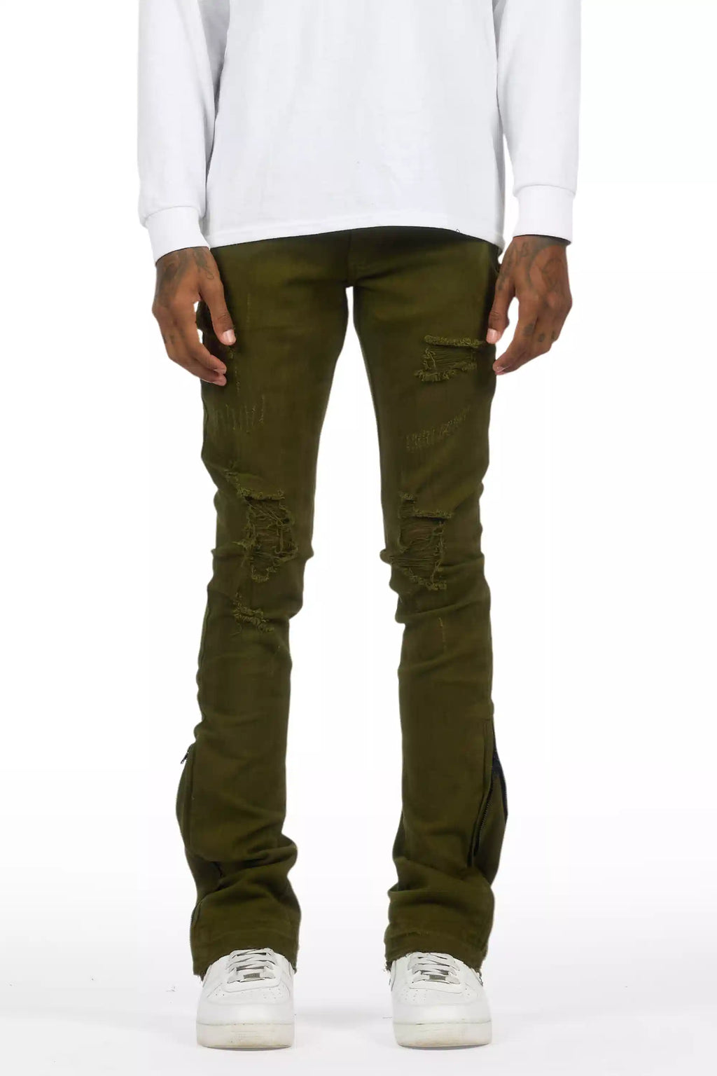 Jaymes Olive Stacked Flare Jean