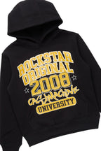 Boys University Black Hoodie/Stacked Flare Jean Set