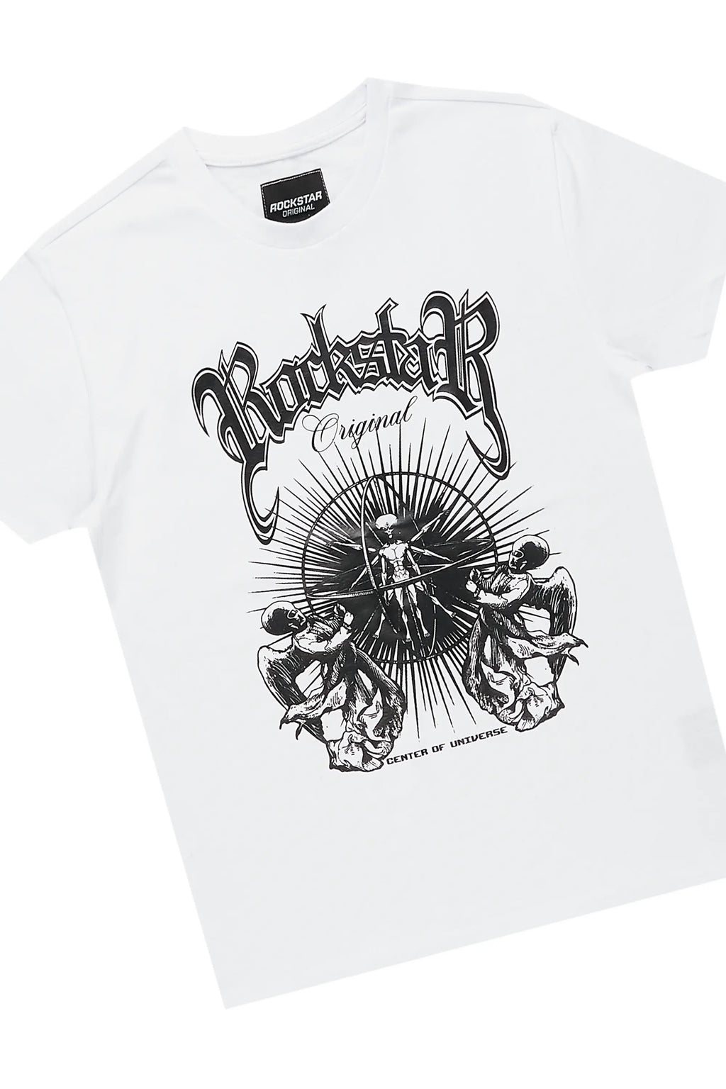 Boys Adeben White/Black T-Shirt Super Stacked Flare Jean Set