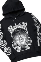 Yarden Black/Red Graphic Hoodie/Stacked Flare Pant Track Set