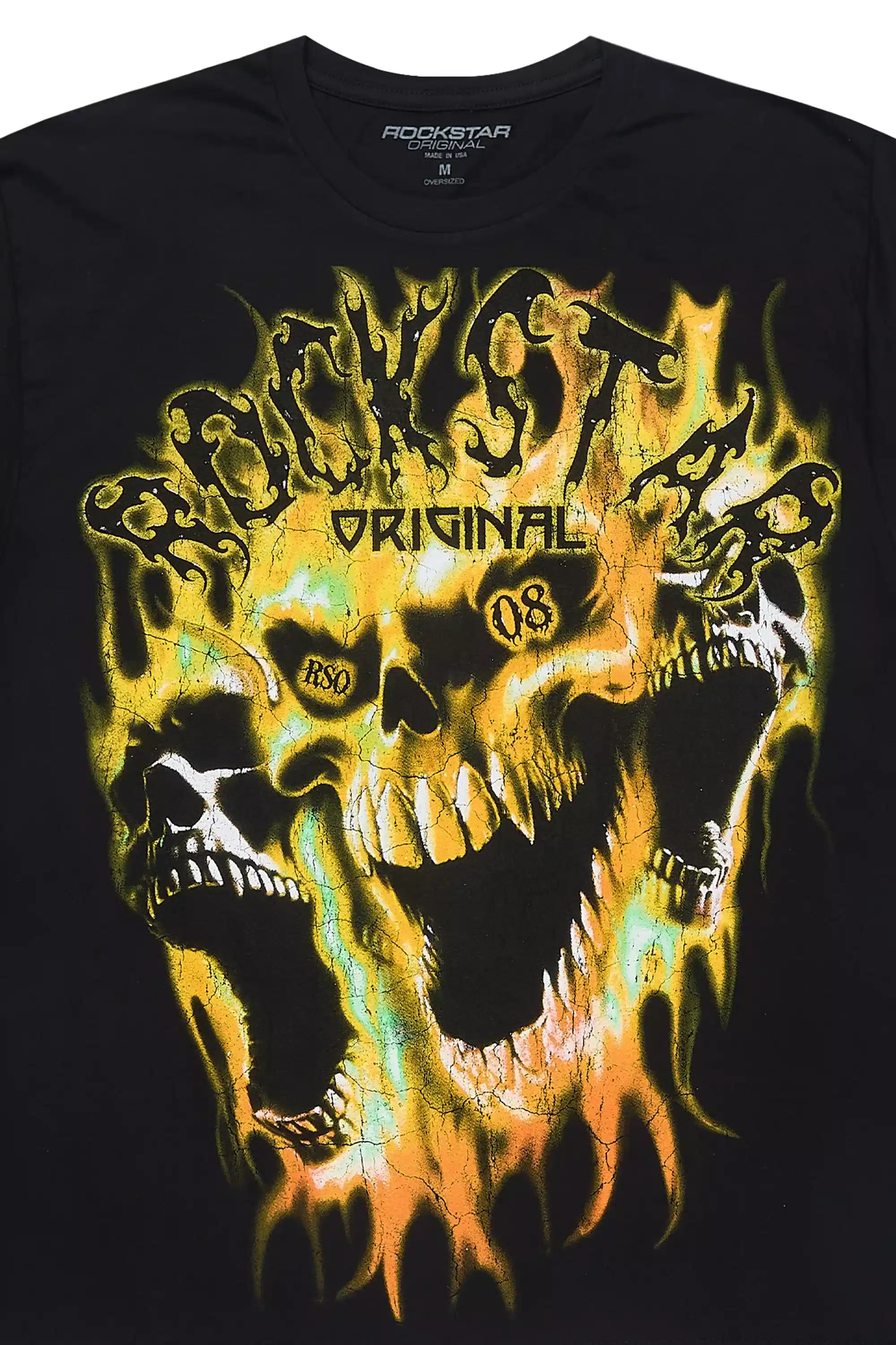 Lucen Black/Yellow Oversized Graphic T-Shirt