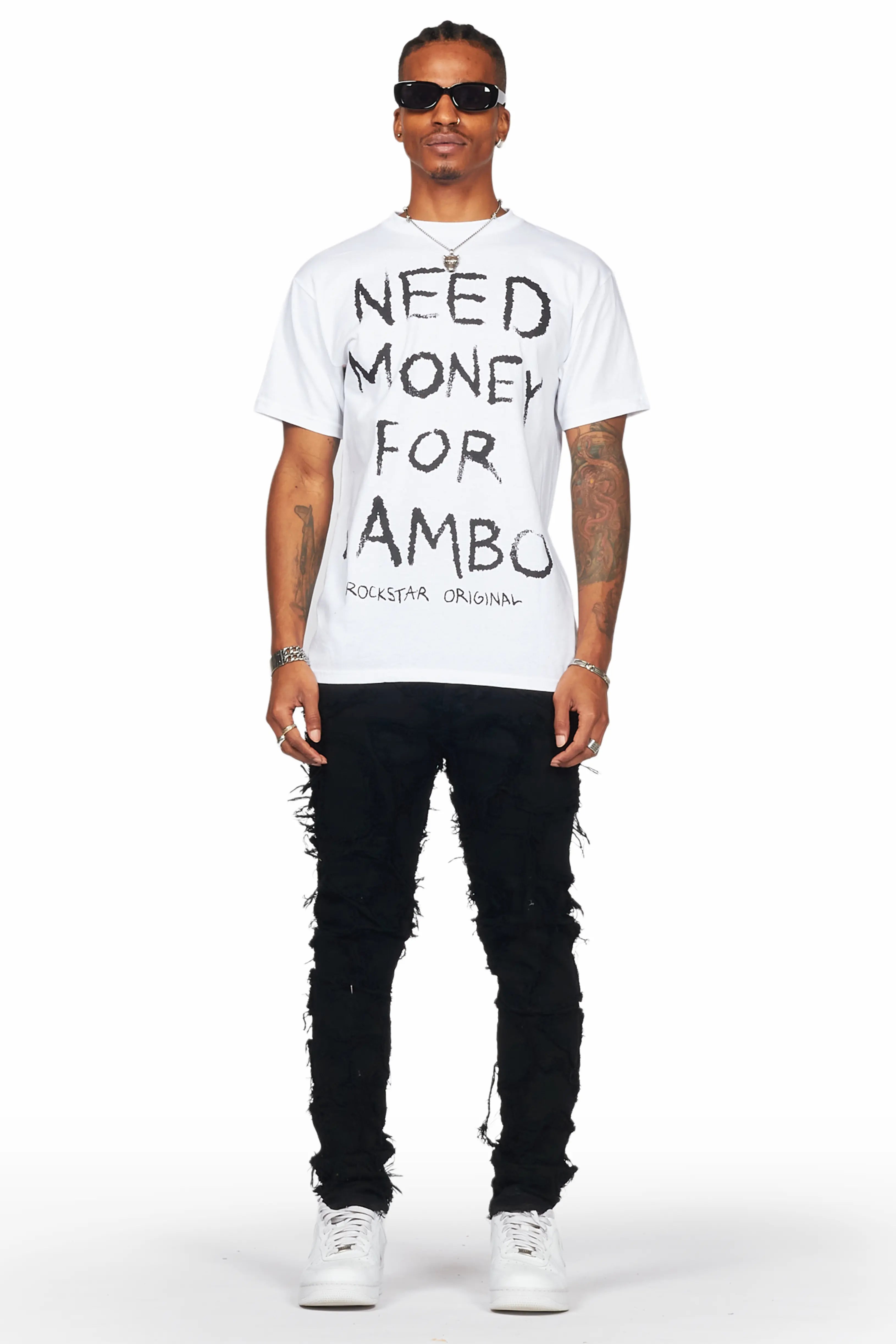 Hakim Jet Black Patchwork Skinny Fit Jean