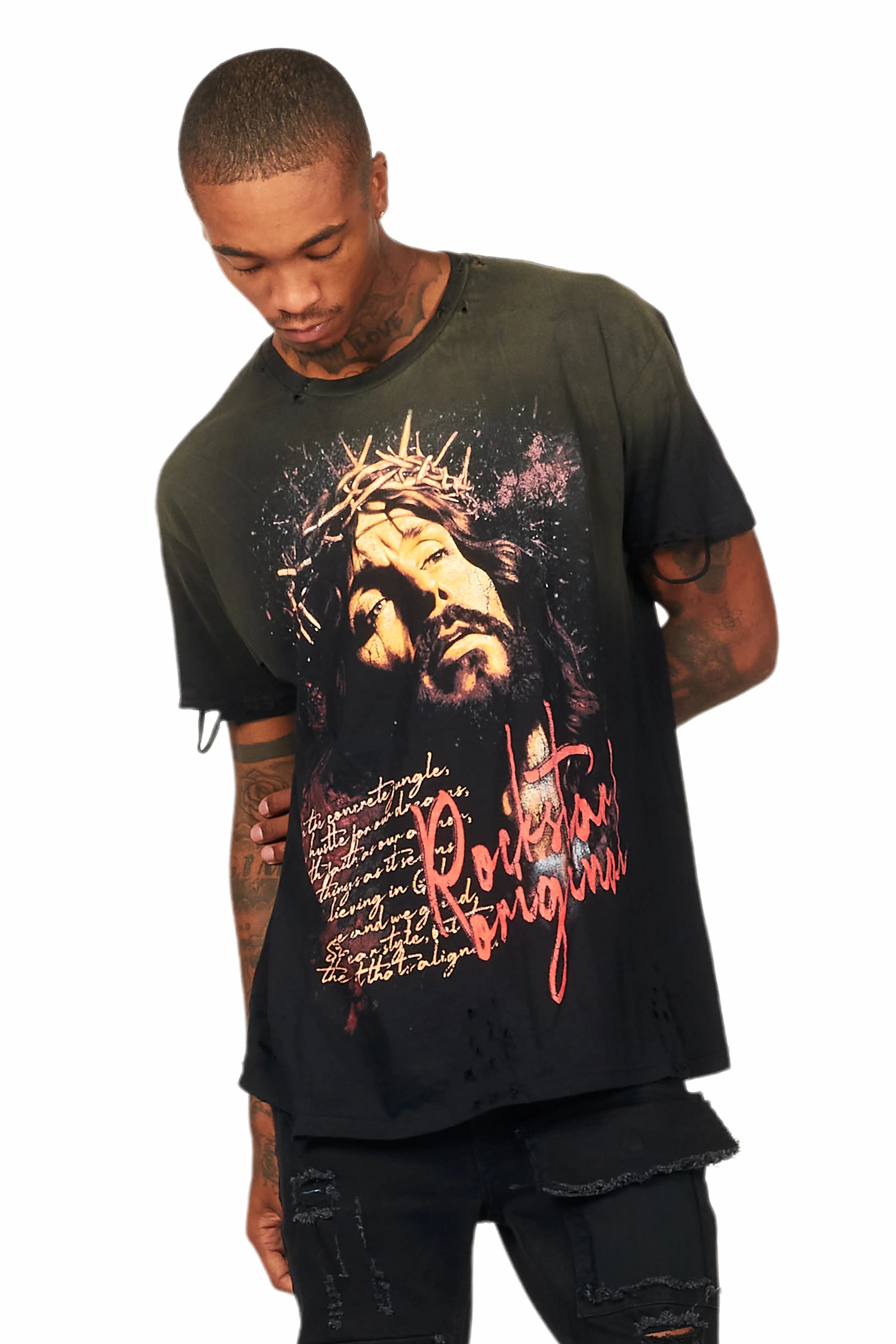 Egas Black Graphic Oversized T-Shirt