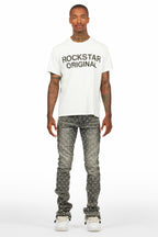 Glit Grey Rhinestone Stacked Flare Jean