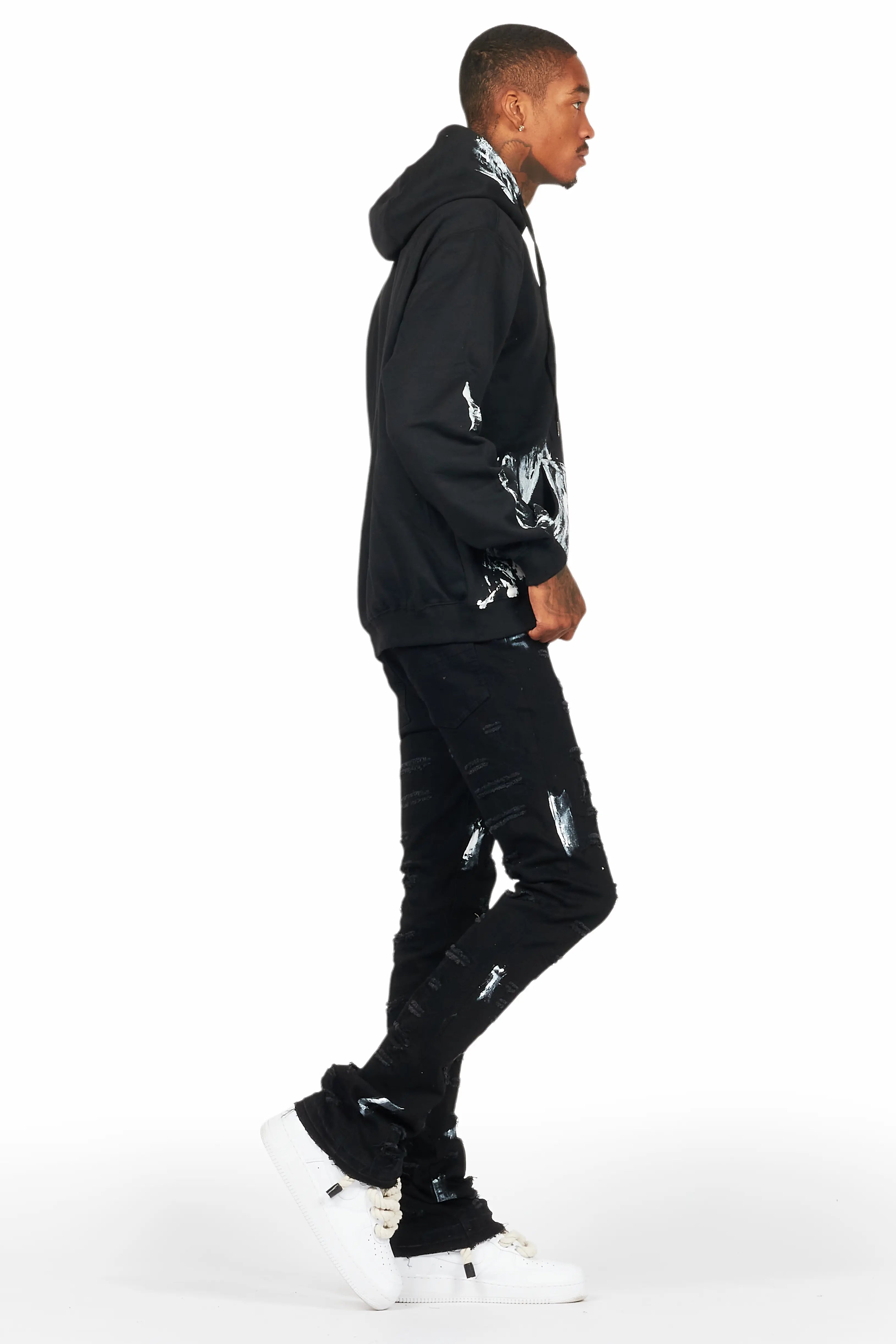 Filip Black Hoodie/Stacked Flare Jean Bundle