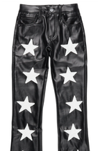 Boys Steen Black PU Stacked Flare Jeans