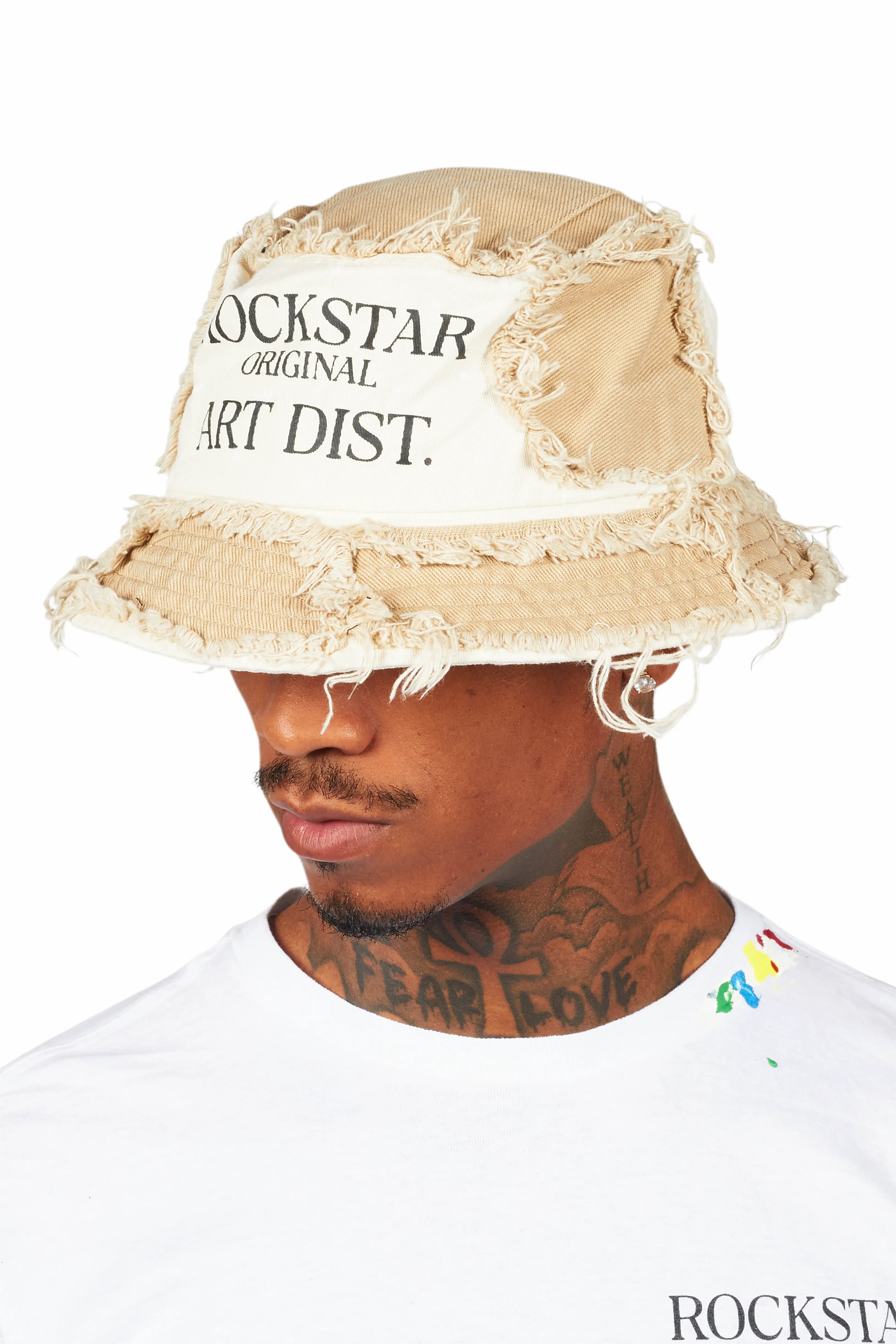 Ivo Beige Patchwork Bucket Hat