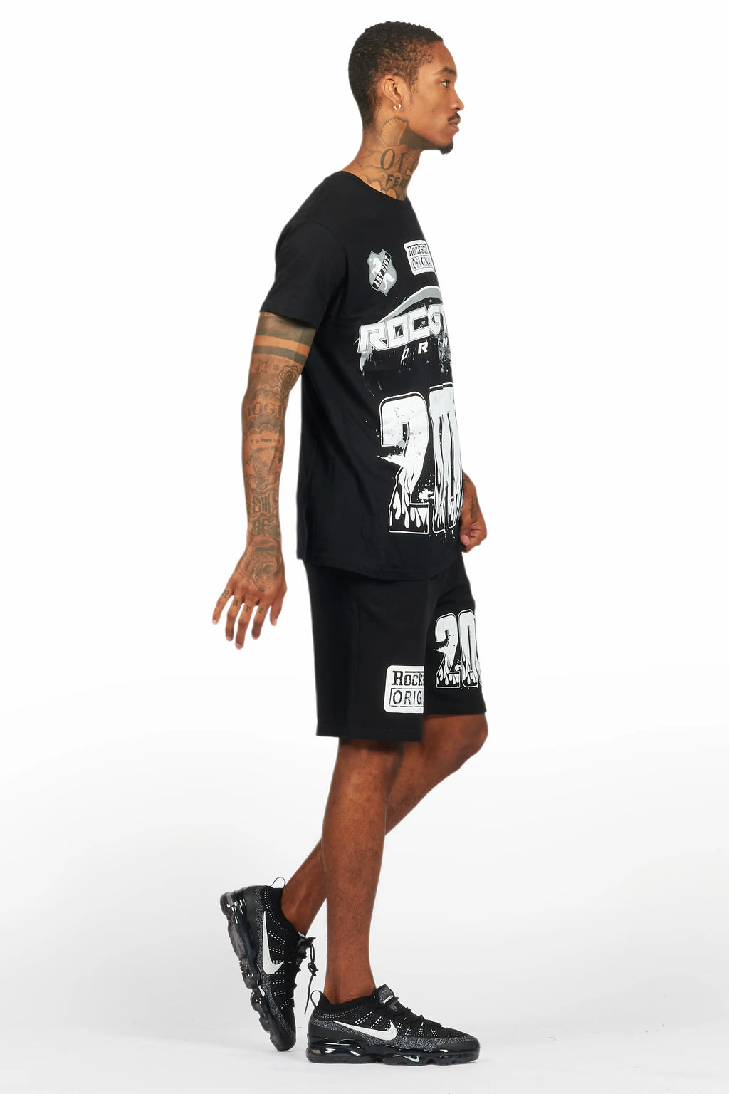 Amos Black Graphic T-Shirt Short Set