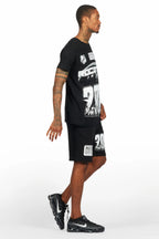 Amos Black Graphic T-Shirt Short Set