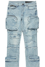Shift Light Blue Stacked Flare Jean