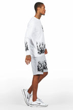 Bubble White/Grey Long Sleeve T-Shirt Short Set