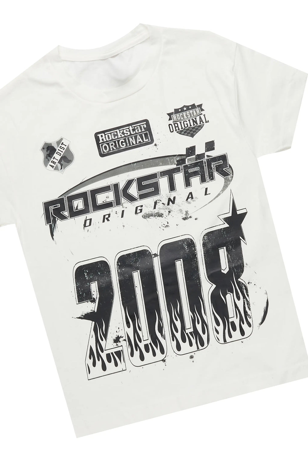 Boys Amos White T-Shirt/Stacked Flare Jean Set