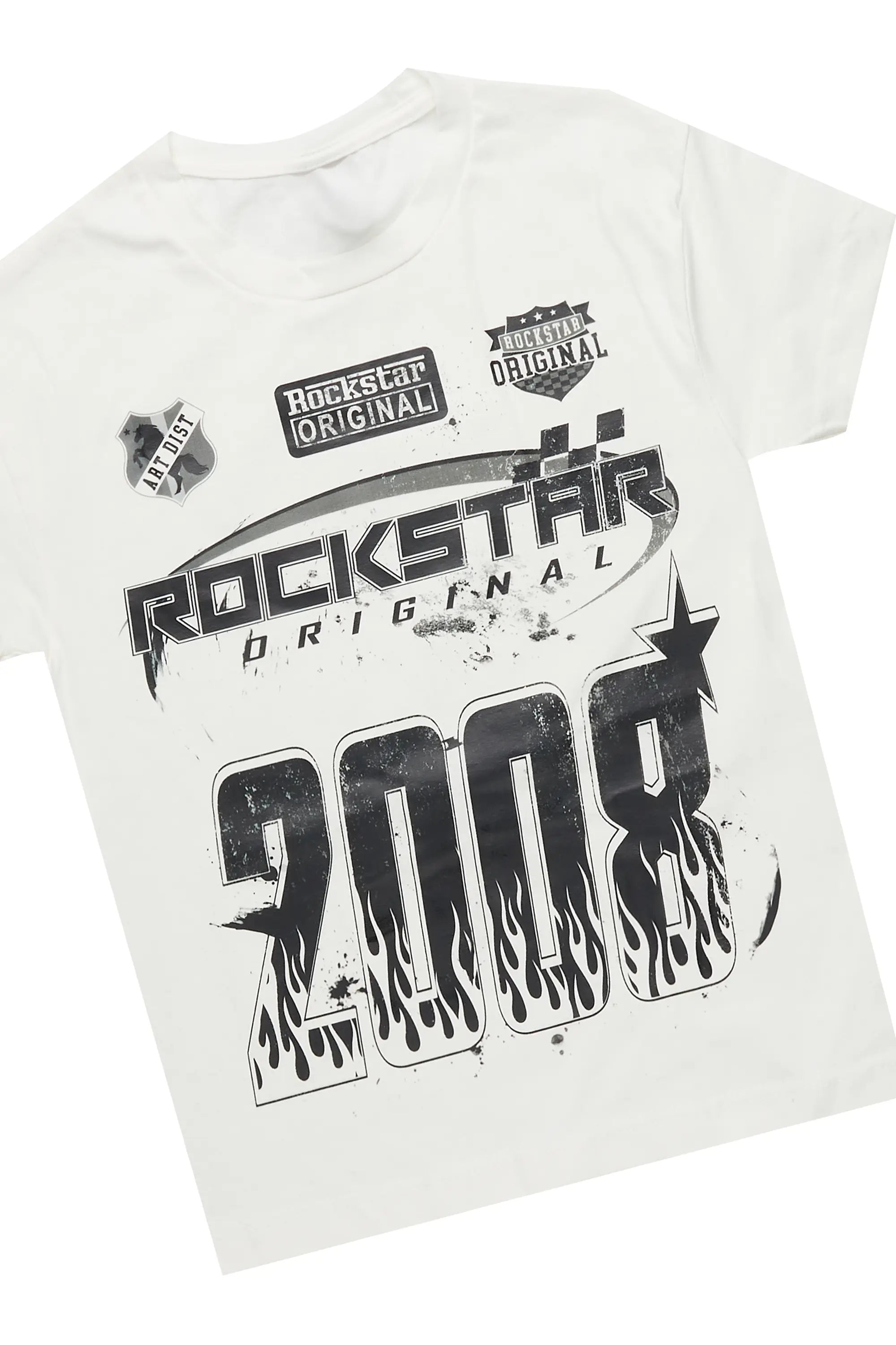 Boys Amos White T-Shirt/Stacked Flare Jean Set