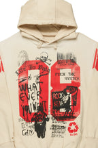 Grill Beige Distressed Graphic Hoodie