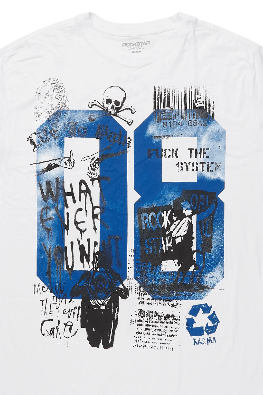 Grill White/Blue Graphic Muscle T-Shirt