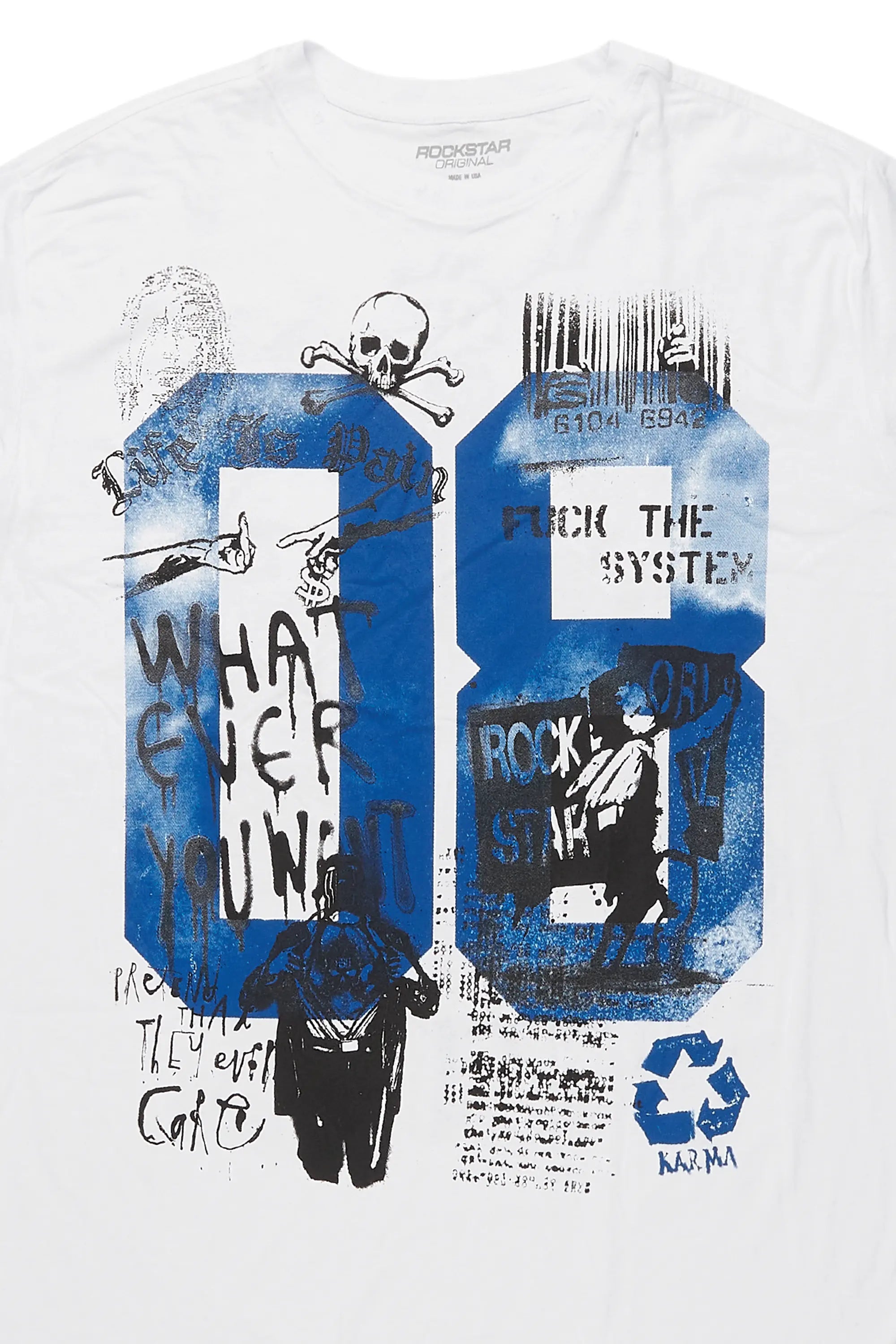 Grill White/Blue Graphic Muscle T-Shirt