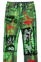 Boys Valko Blue/Green Roller Paint Stacked Flare Jean