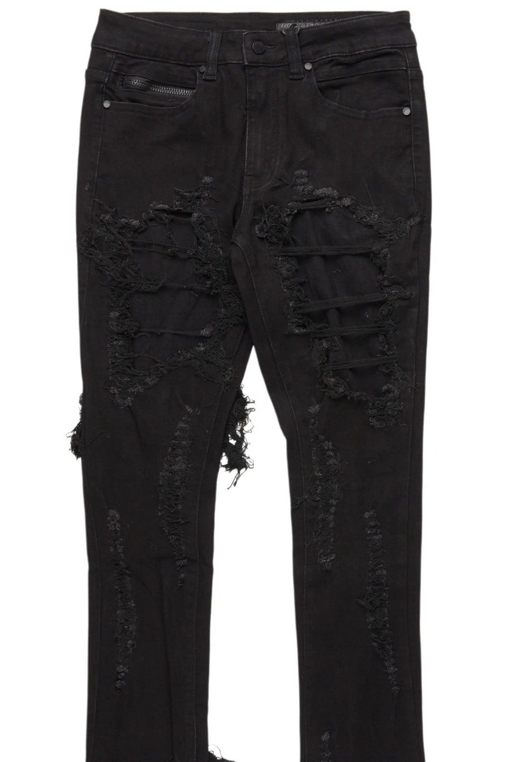 Fateh Jet Black Stacked Flare Jean