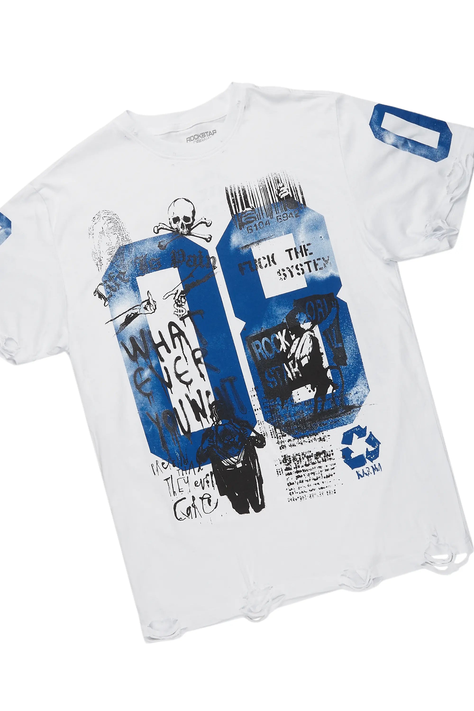 Grill White/Blue Tapestry T-Shirt/Denim Short Set