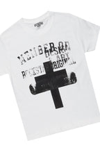 Boys Alaric Grey/White T-Shirt/Stacked Flare Jean Set