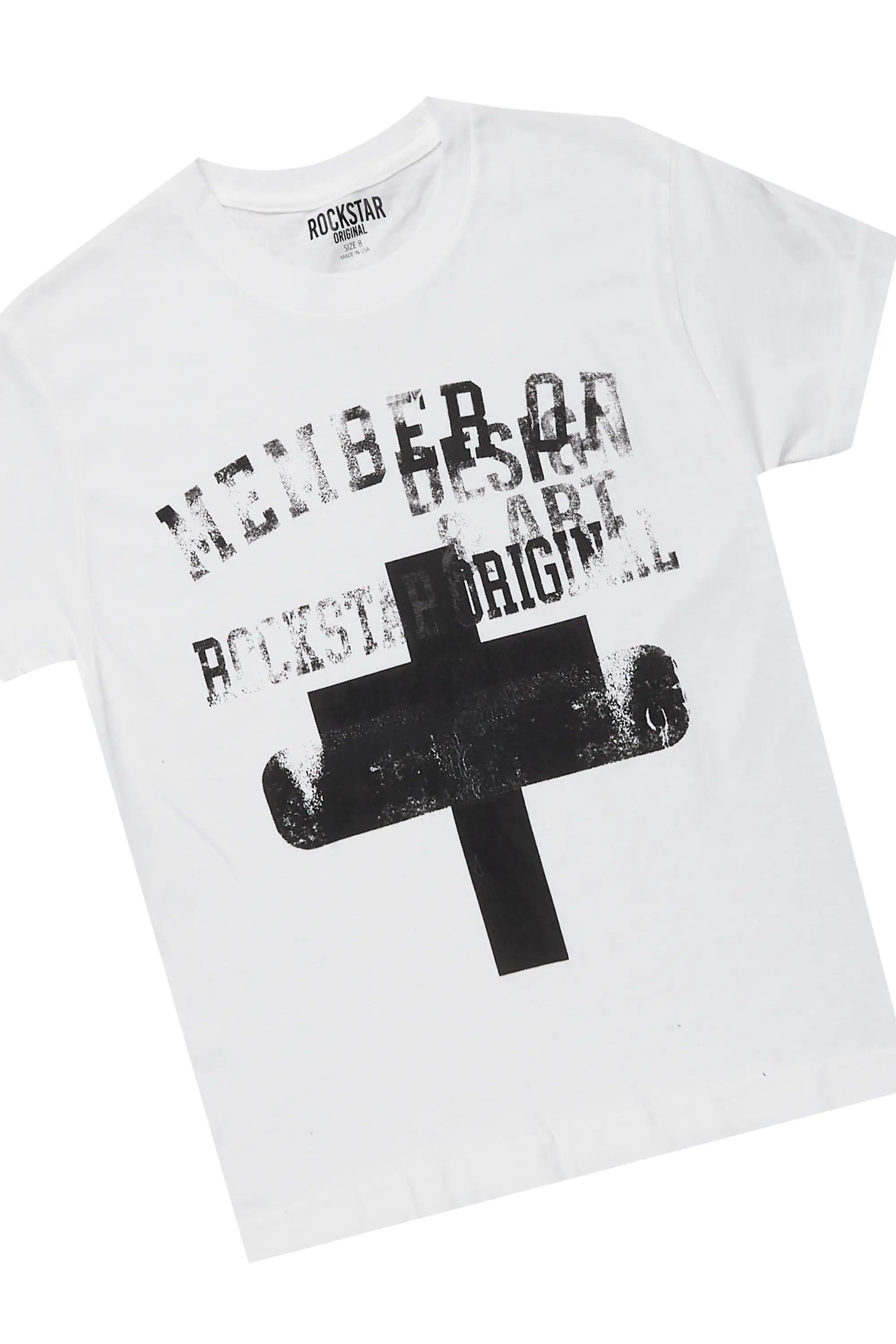 Boys Alaric Grey/White T-Shirt/Stacked Flare Jean Set