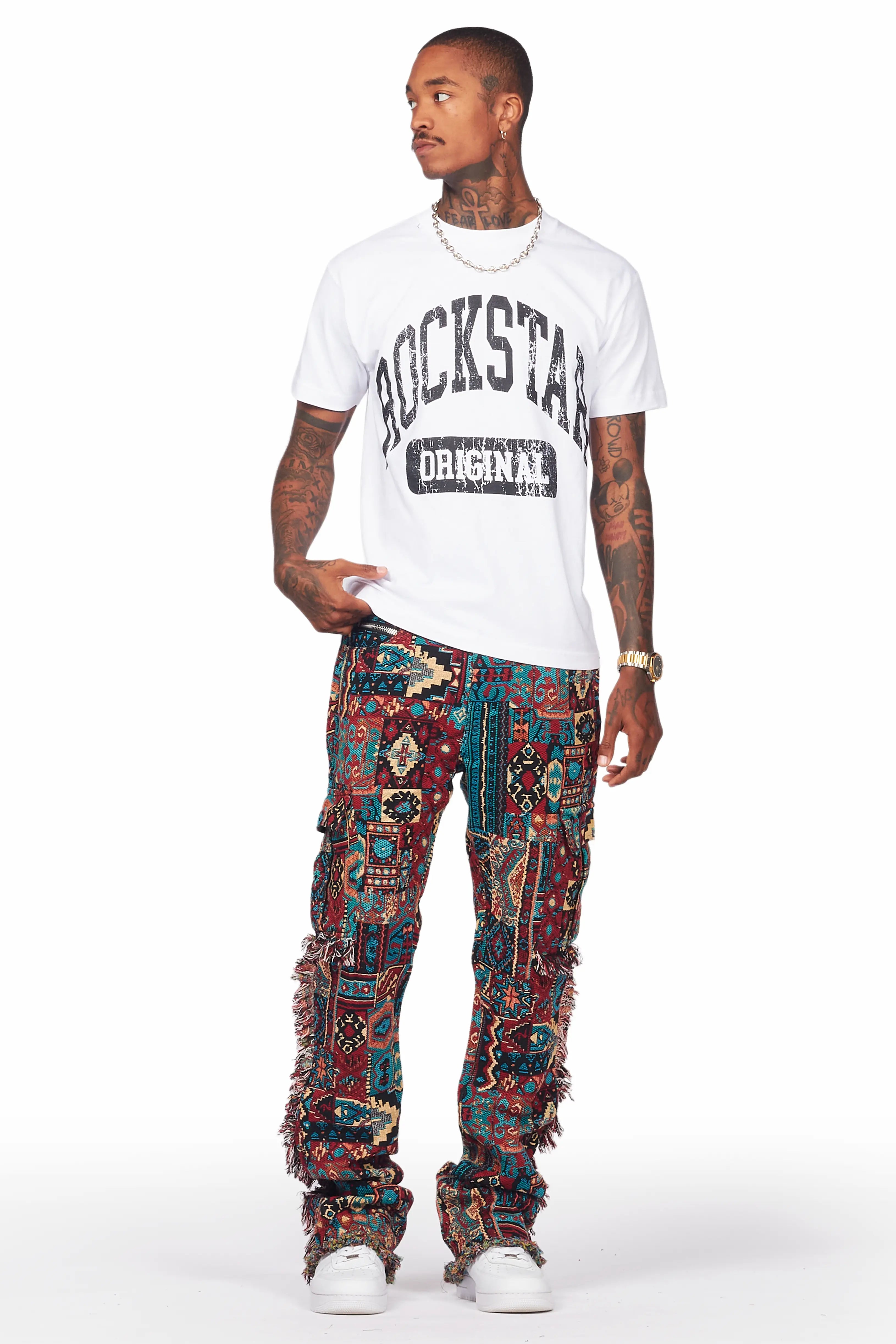 Ayami Red Slim Tapestry Flare Jean