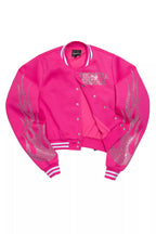 Beunca Hot Pink Rhinestone Varsity Jacket