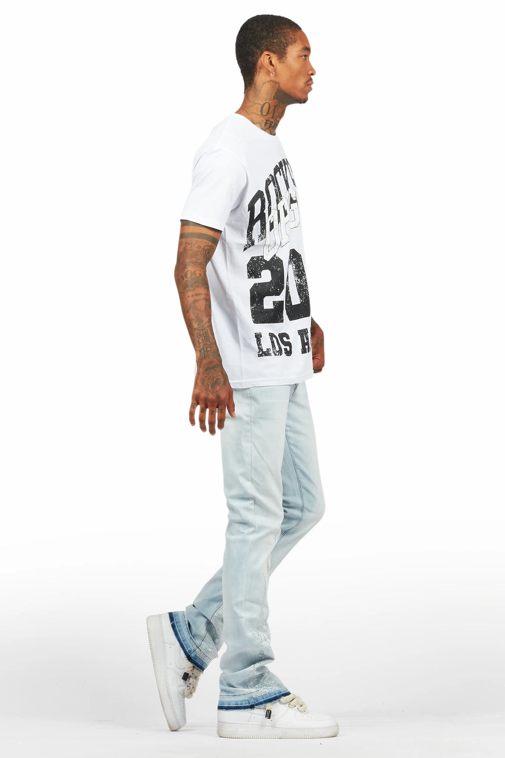 Samba Blue Rhinestone Stacked Flare Jean