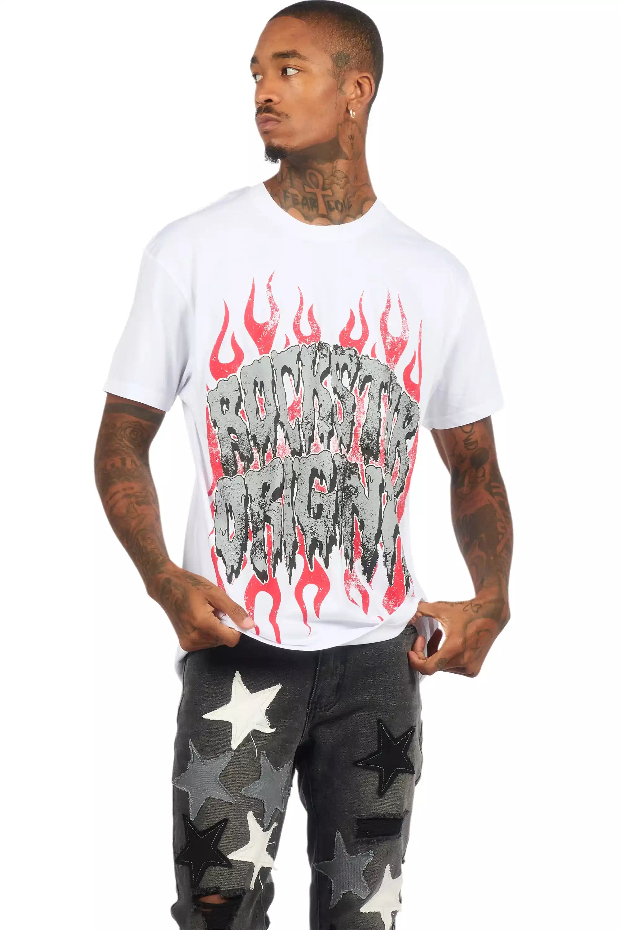 Kaelonix White Oversized Graphic T-Shirt