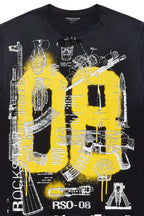 Atsen Black Oversized Graphic T-Shirt