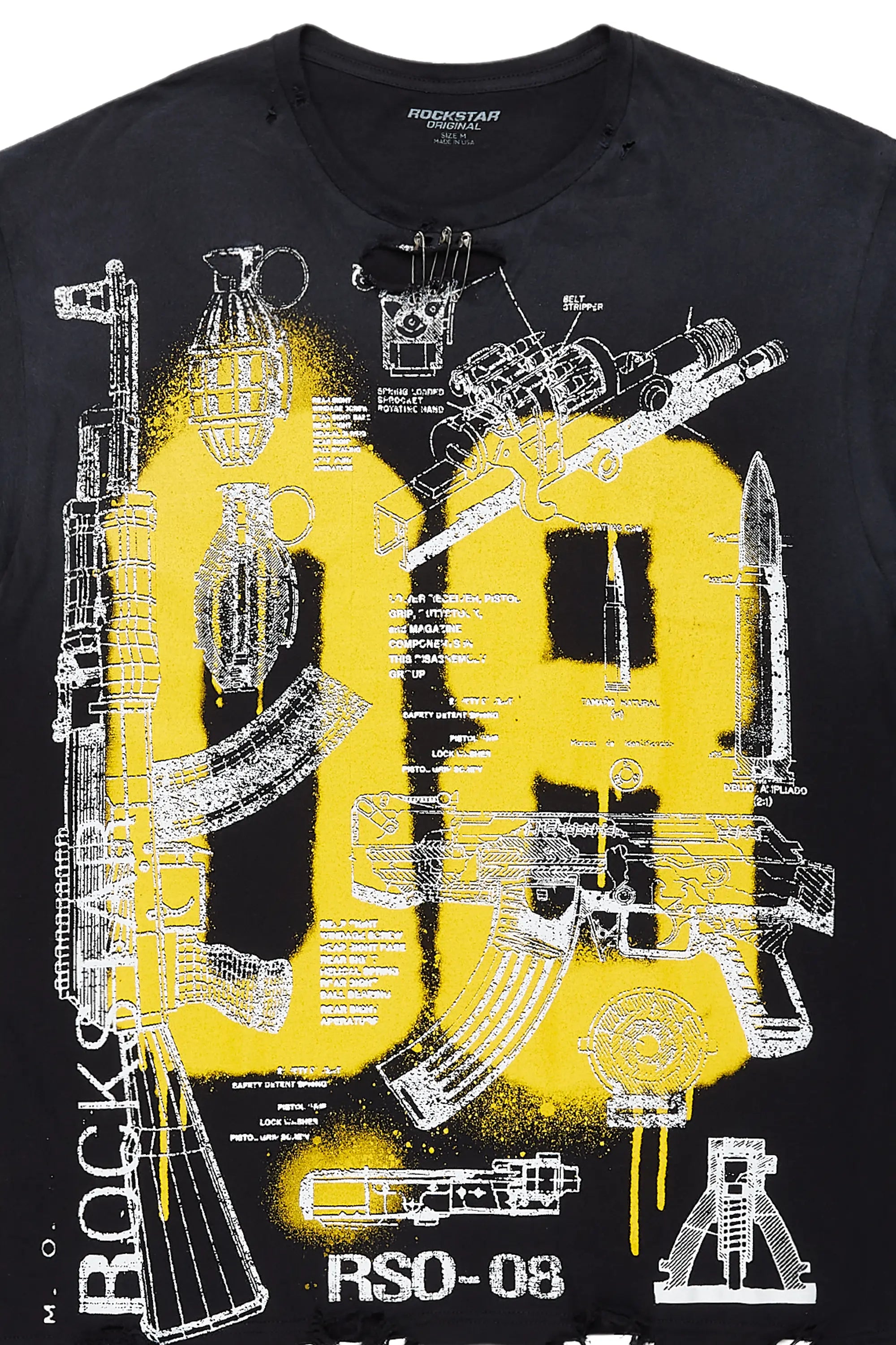 Atsen Black Oversized Graphic T-Shirt