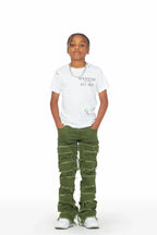 Boys Shake Green Stacked Flare Jean