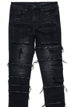 Folant Black Stacked Cargo Flare Jean