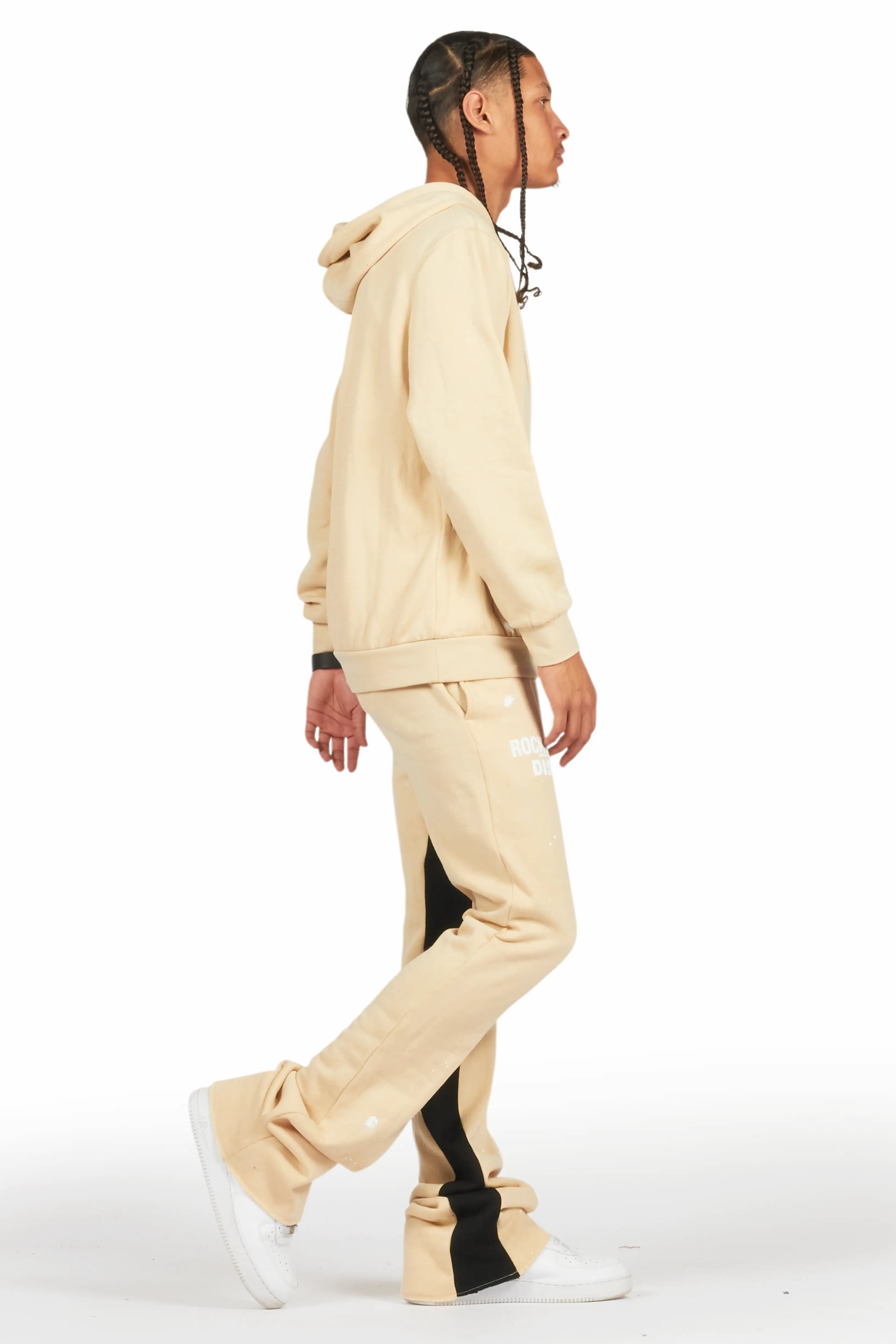 Raffer Beige Hoodie Baggy Fit Pant Track Set