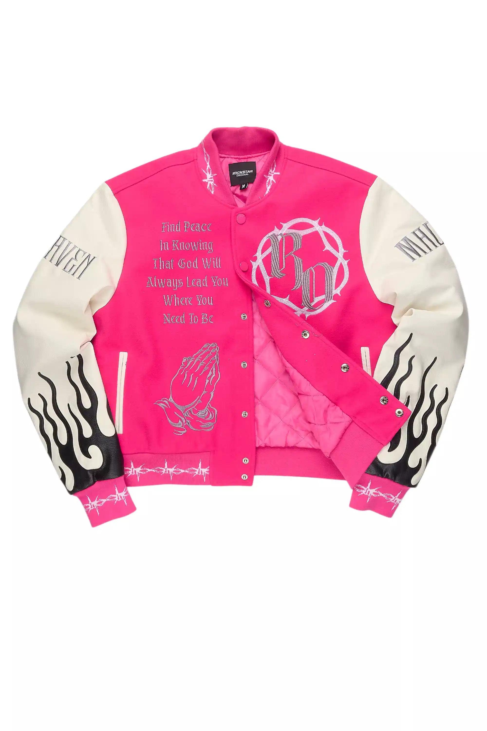 Yalanda Hot Pink Oversized Varsity Jacket