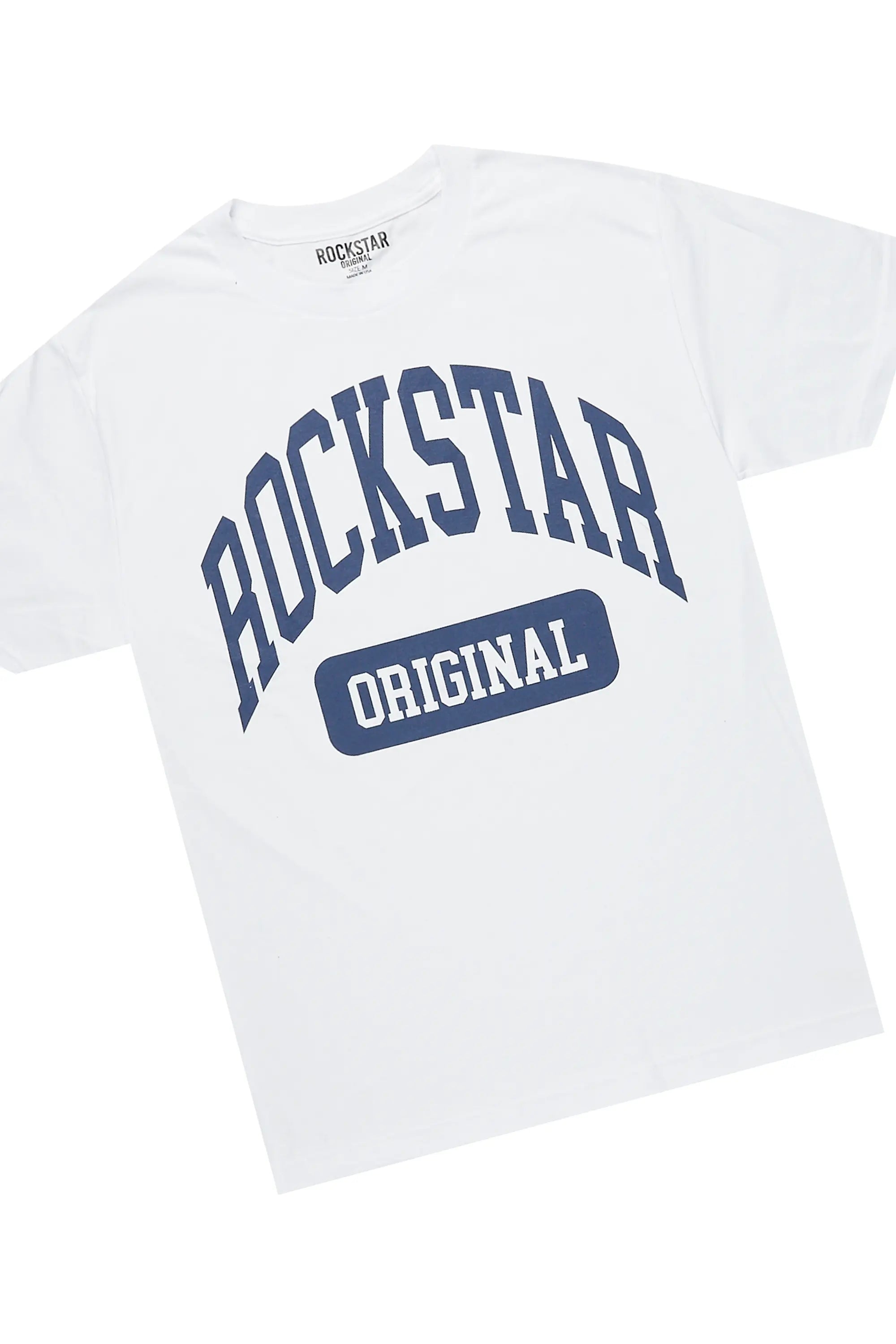 Jain White/Navy T-Shirt/Short Set