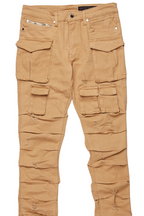 Gentry Beige Stacked Flare Jean