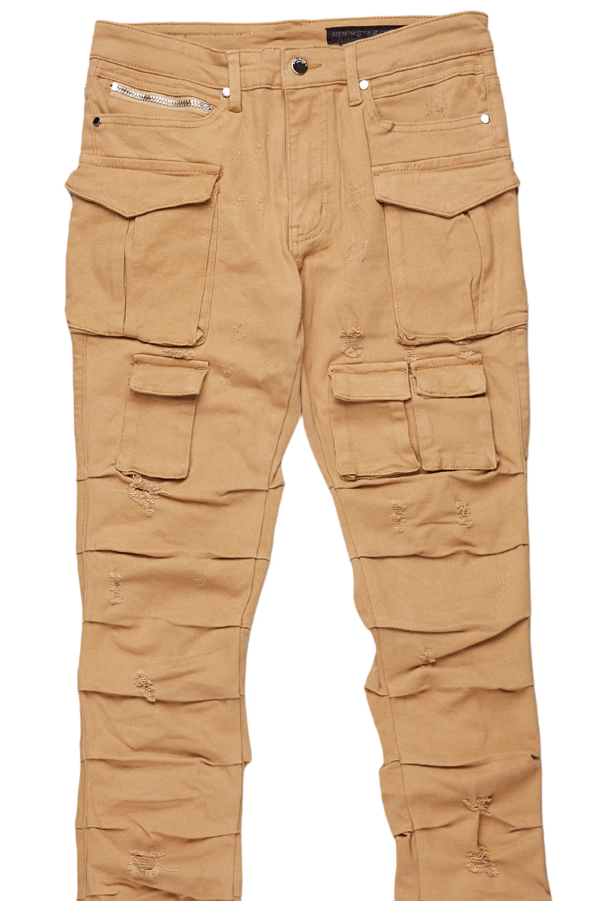 Gentry Beige Stacked Flare Jean