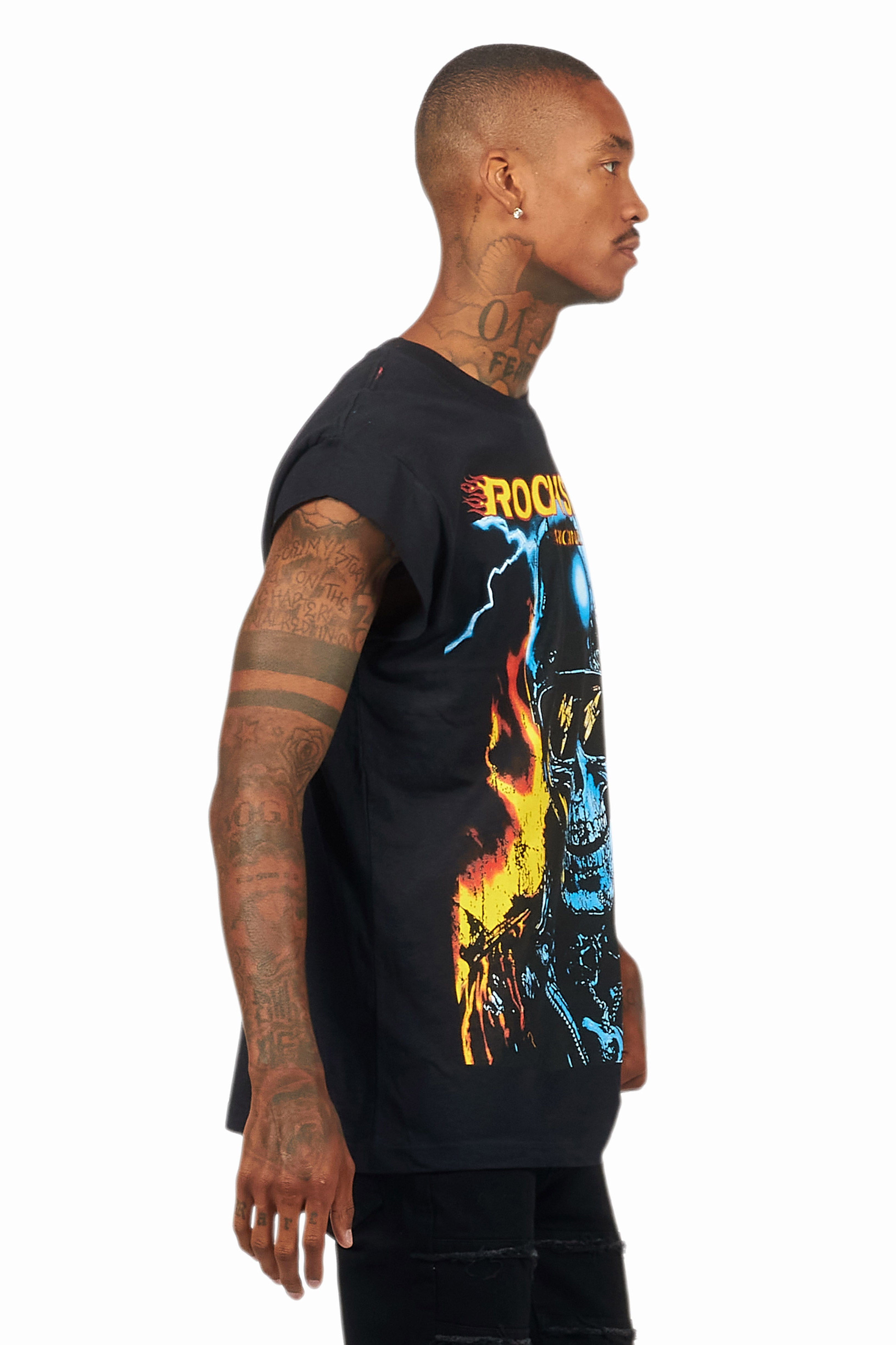 Balius Black Graphic Muscle T-Shirt