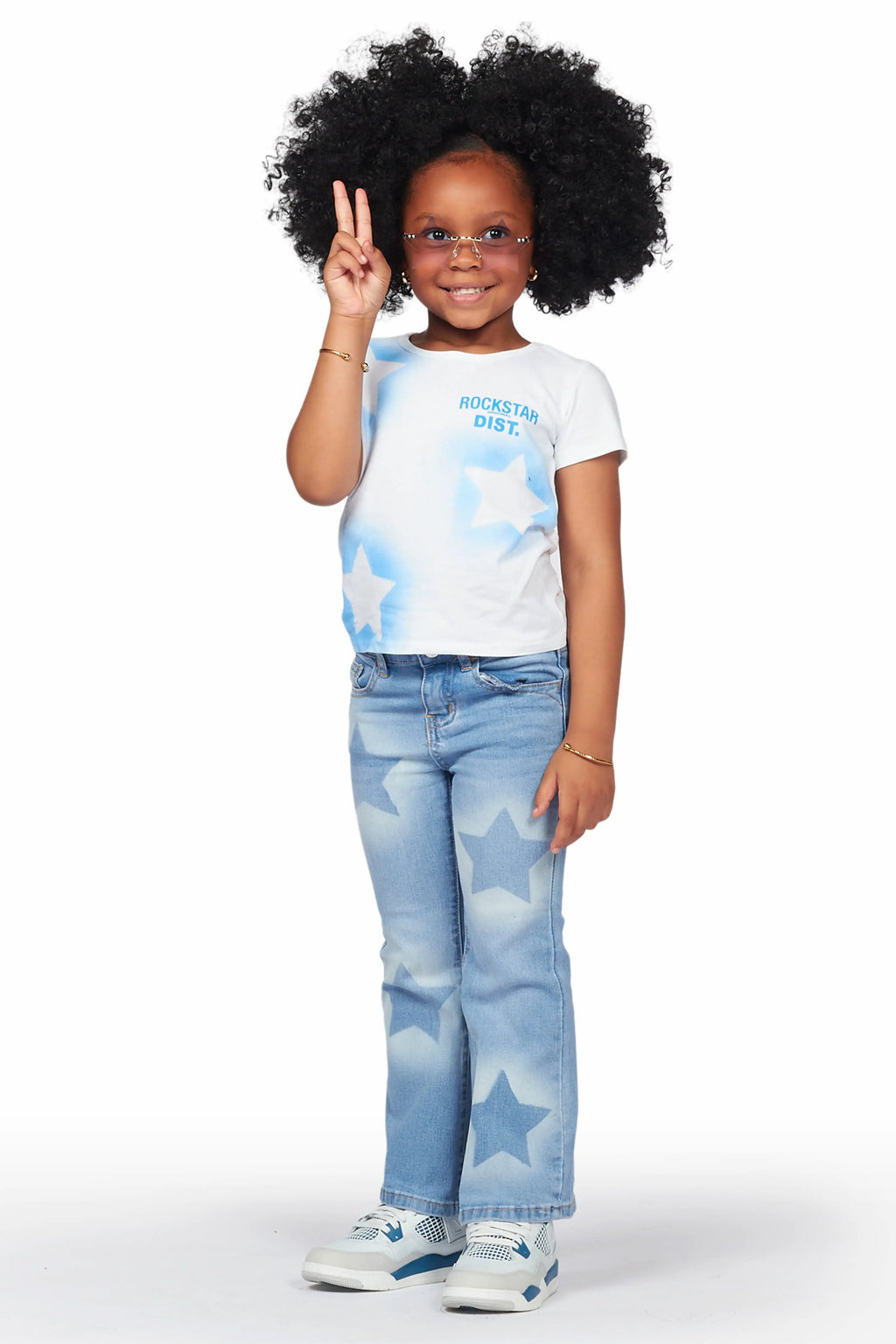 Girls Danna White T-Shirt Flare Jean Set