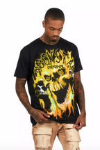 Lucen Black/Yellow Oversized Graphic T-Shirt