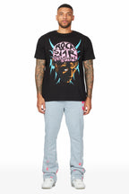 Luis Heather Grey Patchwork Stacked Flare Pants