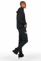 Raffer Black Hoodie/Stacked Flare Track Set