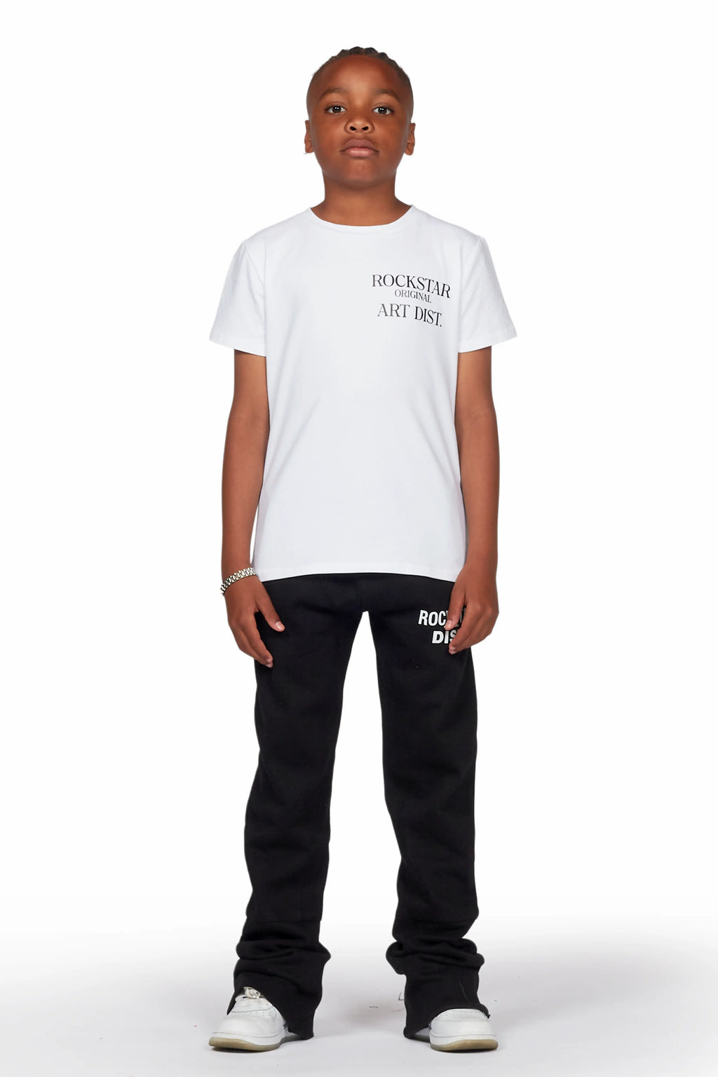 Boys Alpine Black Super Stacked Trackpant