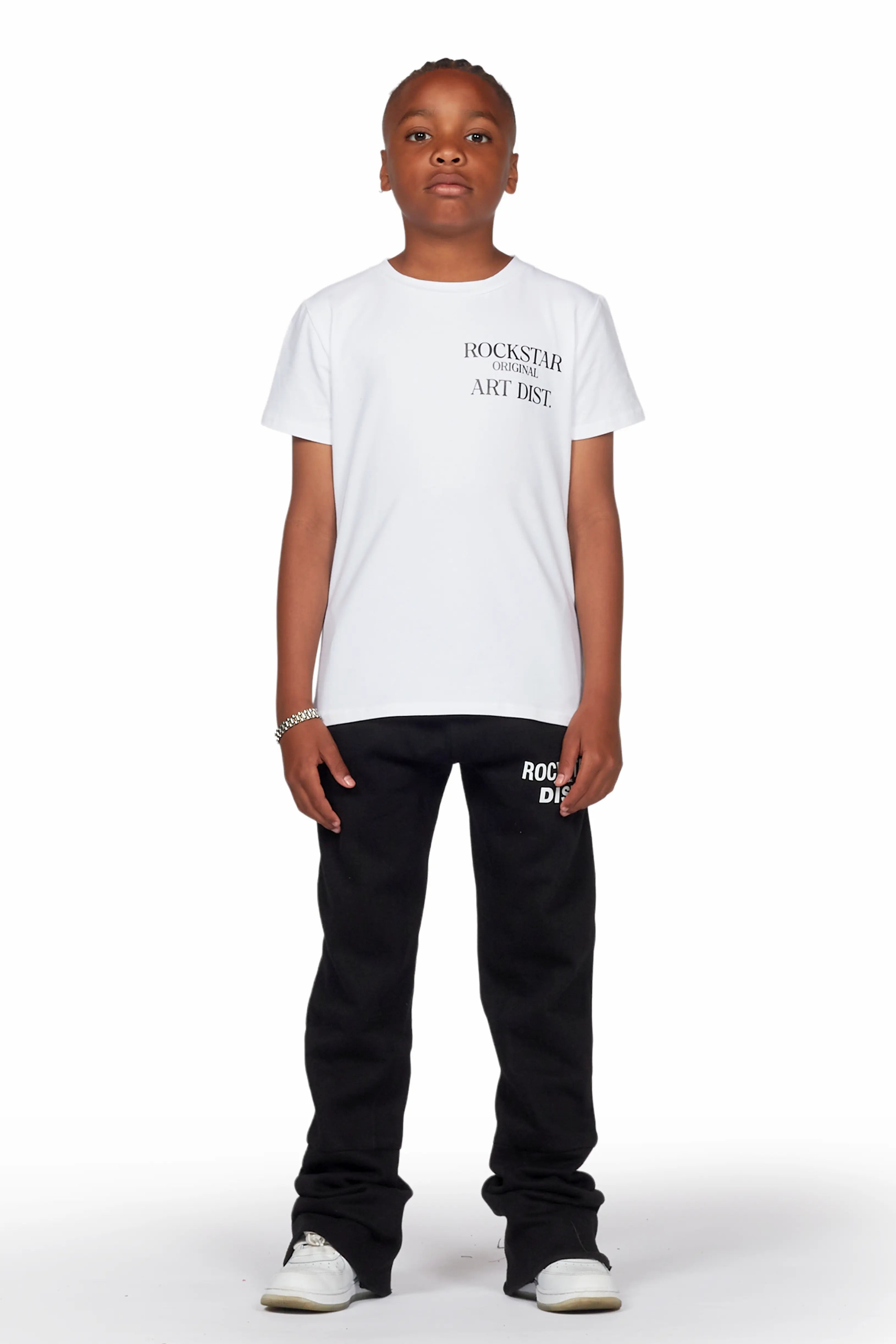 Boys Alpine Black Super Stacked Trackpant