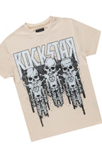 Boys Sabbath Beige/Camo T-Shirt/Stacked Flare Jean Set