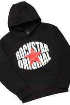 Boys Ezra Black Hoodie & Espen Stacked Flare Jean Set