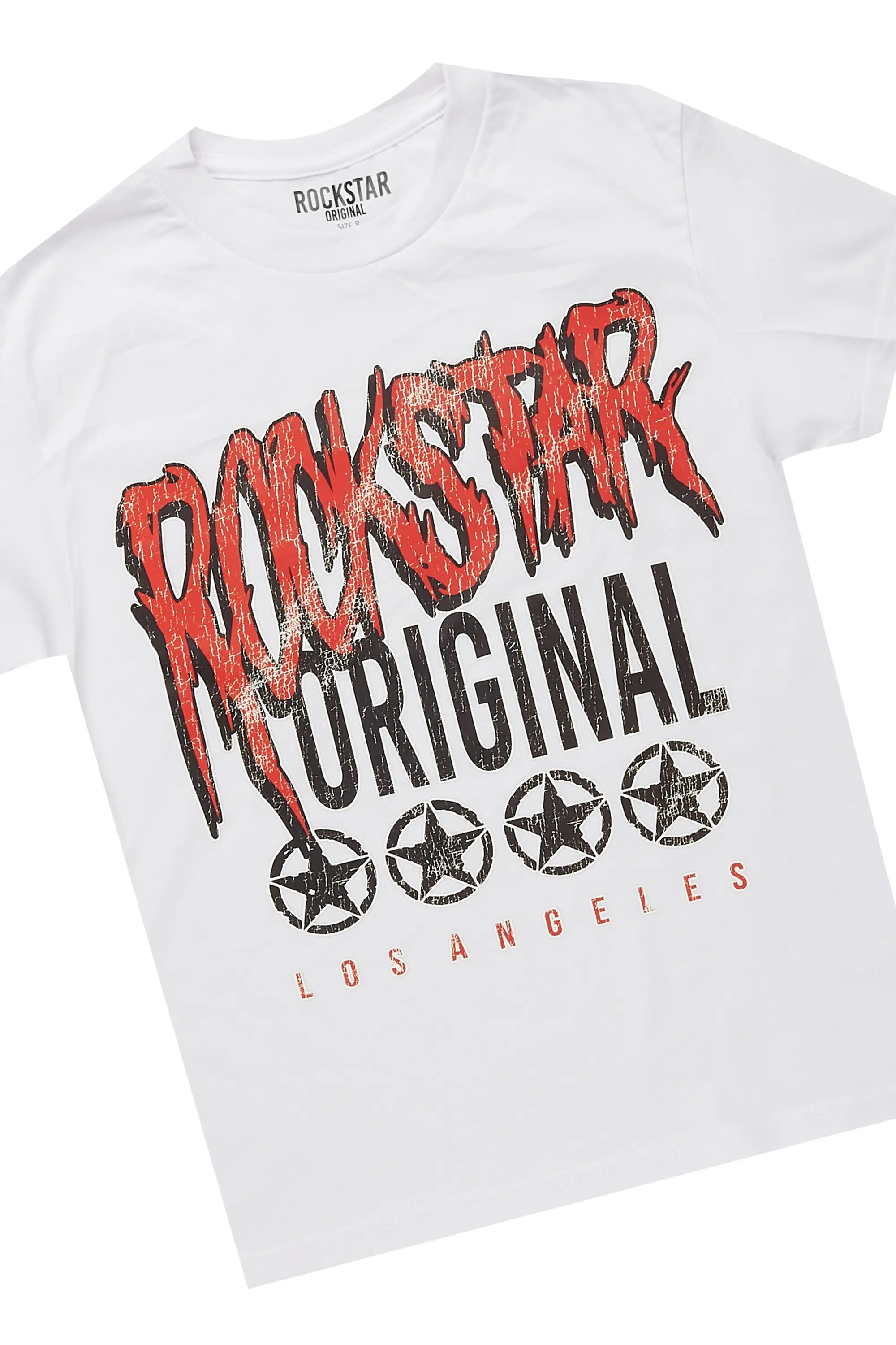 Boys Wizzurd White/Red T-Shirt/Stacked Flare Jean Set